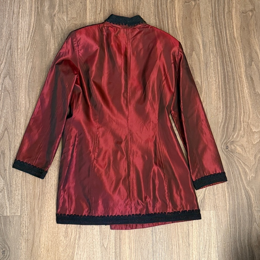 Vintage Marie, St. Claire iridescent burgundy beaded embroidered jacket - Picture 8 of 8